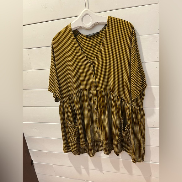 Zara Woman yellow and black gingham tunic dress in size S. - Picture 6 of 11